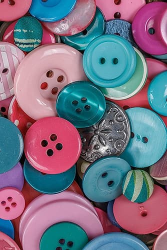Close-up of variety of colorful buttons Places Print